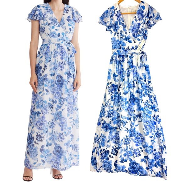 colbalt blue dress French Blue Floral Maxi main image 1